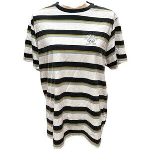 Denim & Flower Womens XL Striped Graphic T-Shirt Happy Mind Happy Life